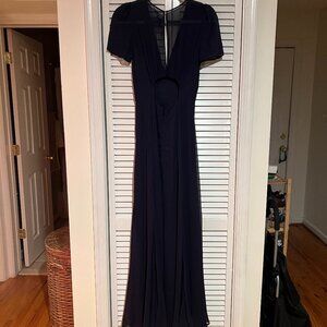Navy Blue Reformation Floor Length Dress XS